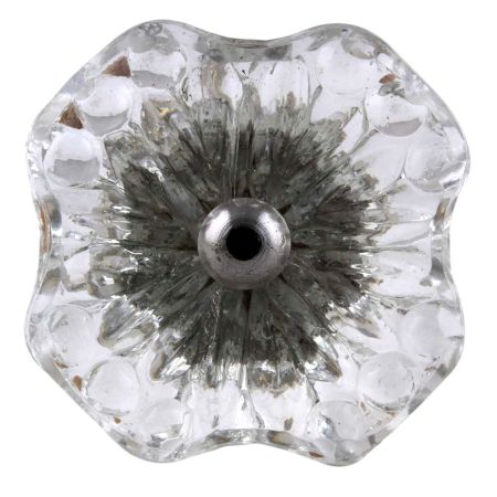 Clear Square Glass Flower Cabinet Knob